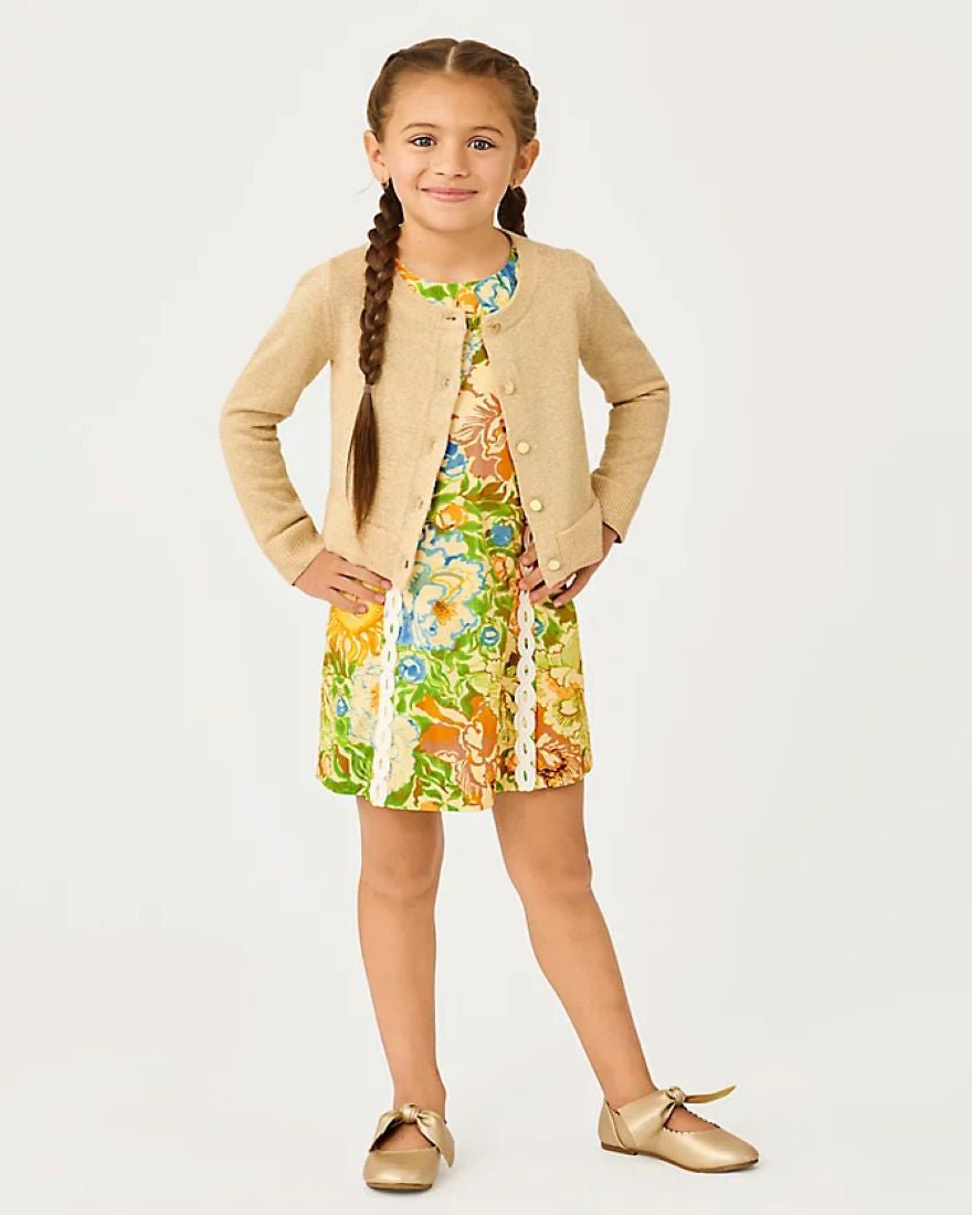 Lilly Pulitzer - Girls Mini Amalia Cardigan - Wicker Tan Metallic