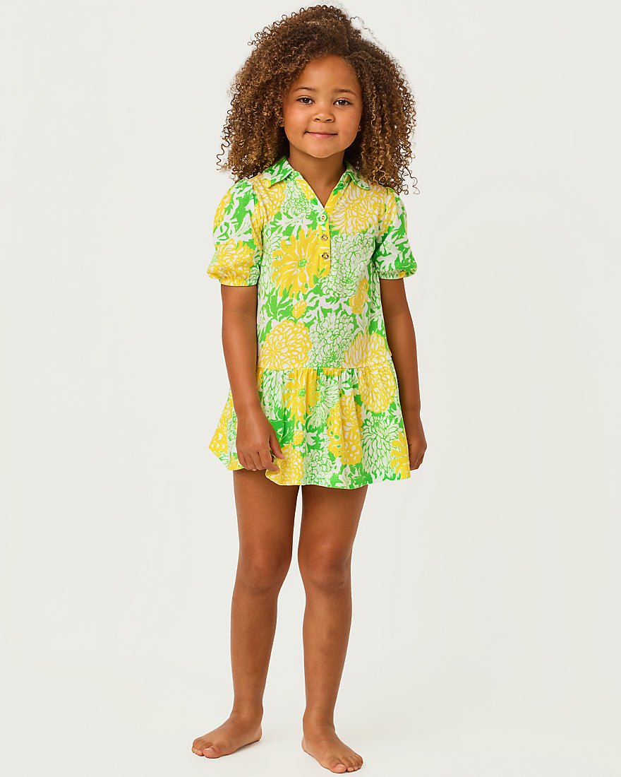 Lilly Pulitzer - Girls Mini Bingley Dress - Crocodile Green Mumbo Jumbo
