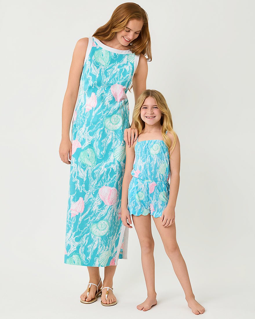 Lilly Pulitzer - Girls Mini Jace Romper - Capri Blue Shelden
