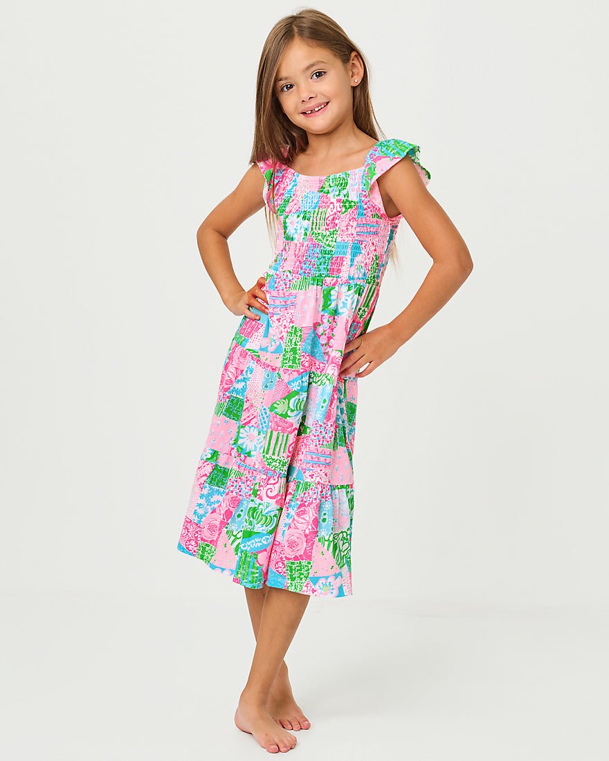 Lilly Pulitzer - Girls Mini Jilly Midi Dress - Multi Crazy Quilt