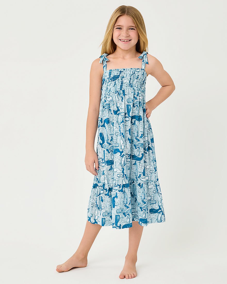 Lilly Pulitzer - Girls Mini Kailua Maxi Dress - Nassau Blue Thar She Blows
