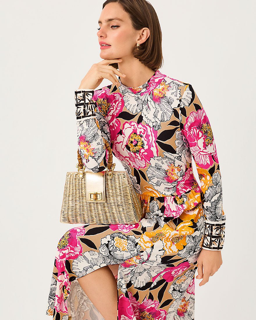 Lilly Pulitzer - Greer Midi Dress Upf 50 Plus - Iced Latte Peony Perfection