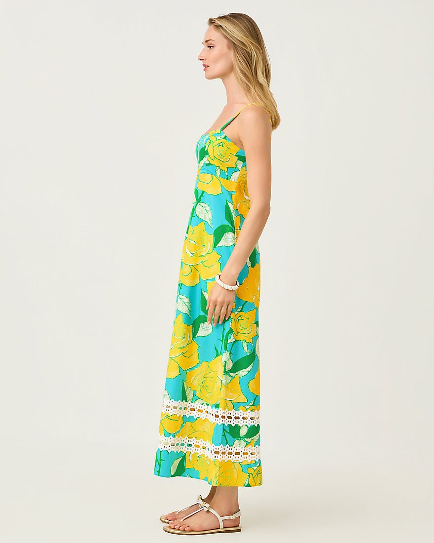 Lilly Pulitzer - Haliey Midi Dress - Blue Curacao Rose Bud
