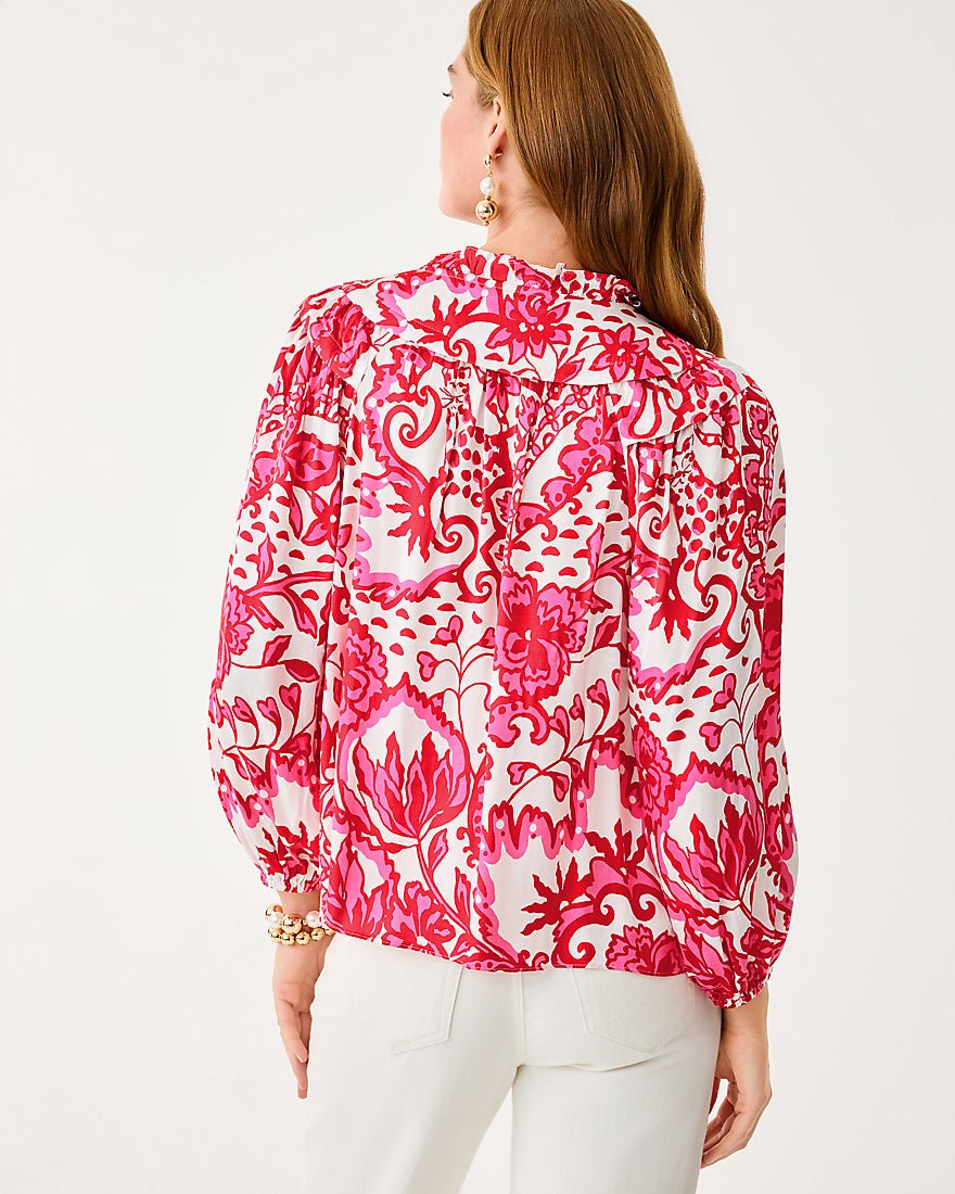 Lilly Pulitzer - Japhia Long Sleeve Top - Coconut Spicy Socialite