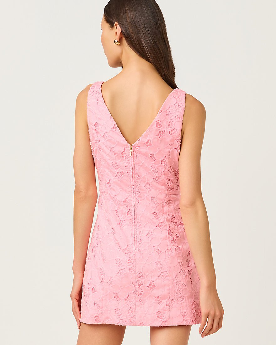 Lilly Pulitzer - Jules Skirted Romper - Conch Shell Pink Flower Bunch Cut Work Embroidery