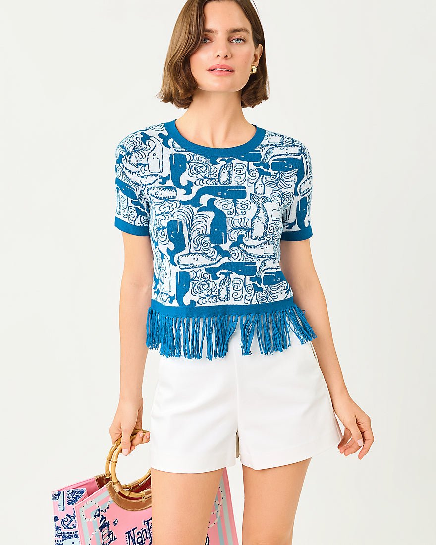 Lilly Pulitzer - Kendra Sweater - Nassau Blue Thar She Blows