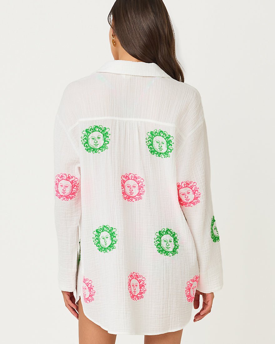 Lilly Pulitzer - Kwitney Embroidered Long Sleeve Coverup - Resort White Fleur De Lilly
