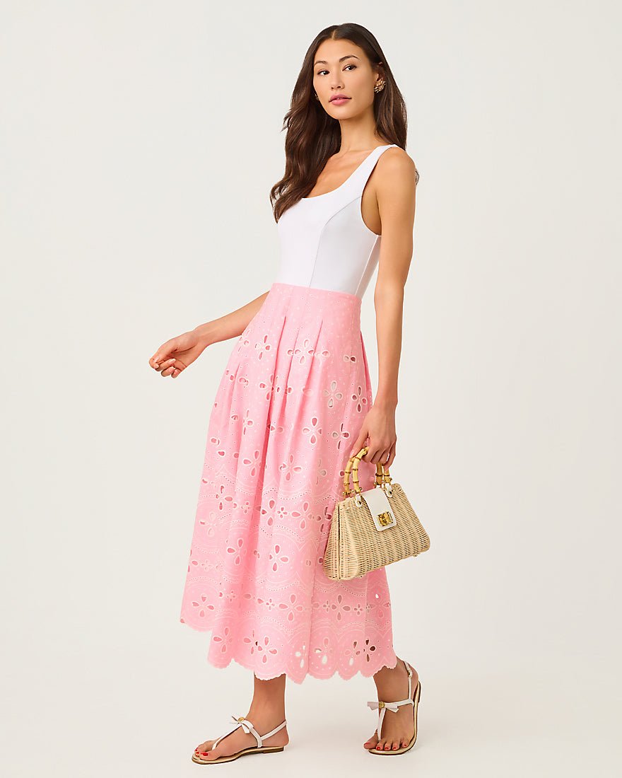 Lilly Pulitzer - Lissette Midi Dress - Conch Shell Pink Spring Showers Eyelet