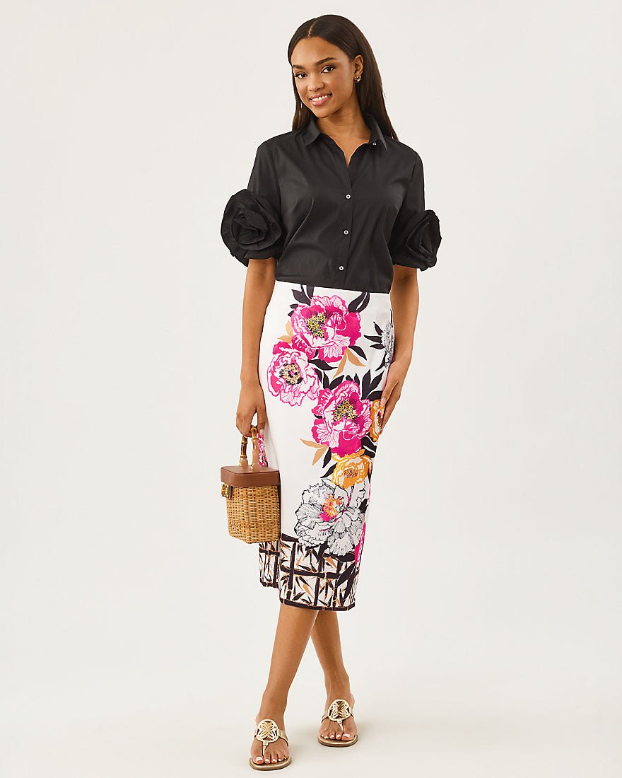 Lilly Pulitzer - Louetta Midi Skirt - Coconut Peony Perfection
