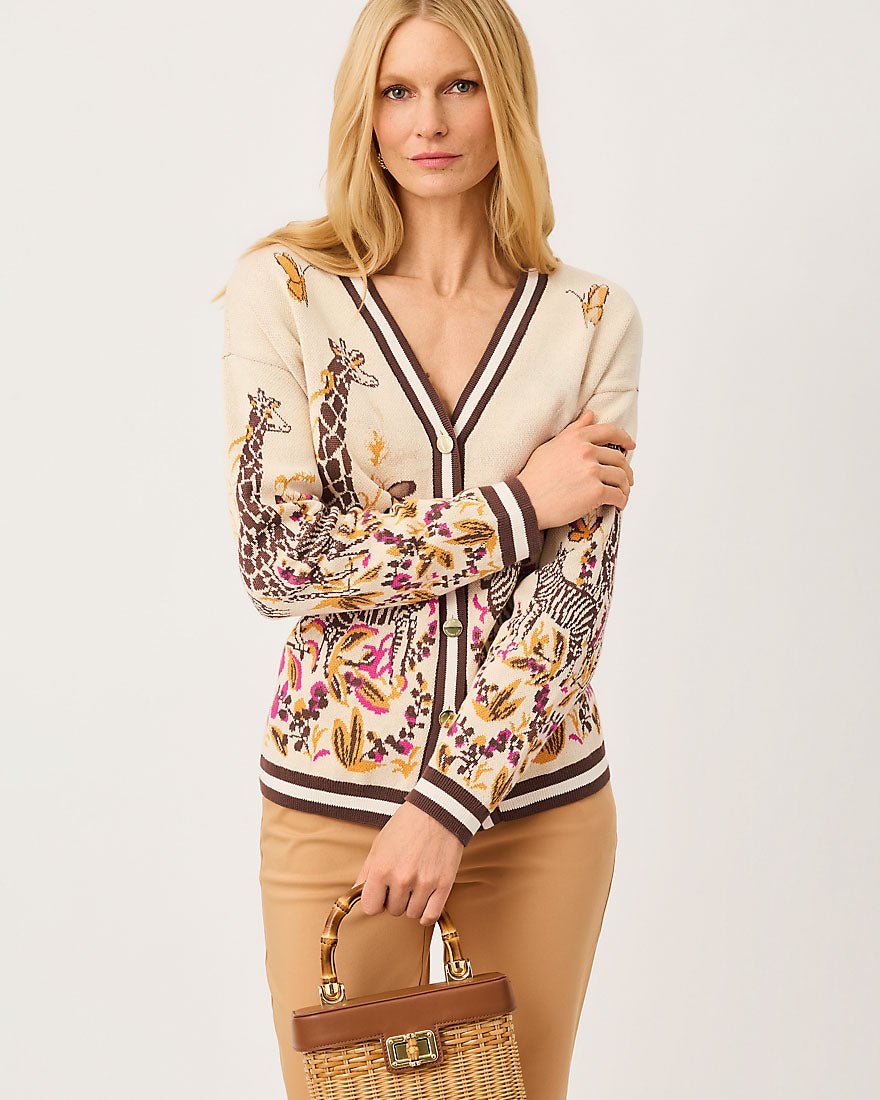 Lilly Pulitzer - Maralisa Cardigan - Rutabaga Sketching On Safari Jacquard