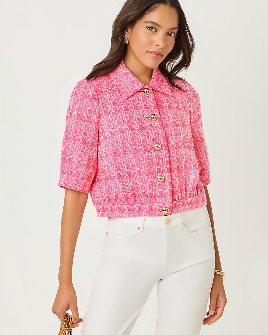 Lilly Pulitzer - Marciana Boucle Jacket - Cherry Blossom Pink Blurred Lines Boucle