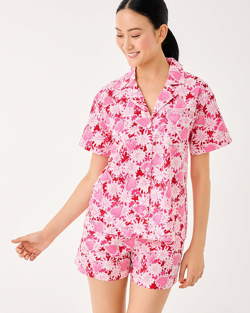 Lilly Pulitzer - Mari Pj Button Up Top - Coconut Dear Heart