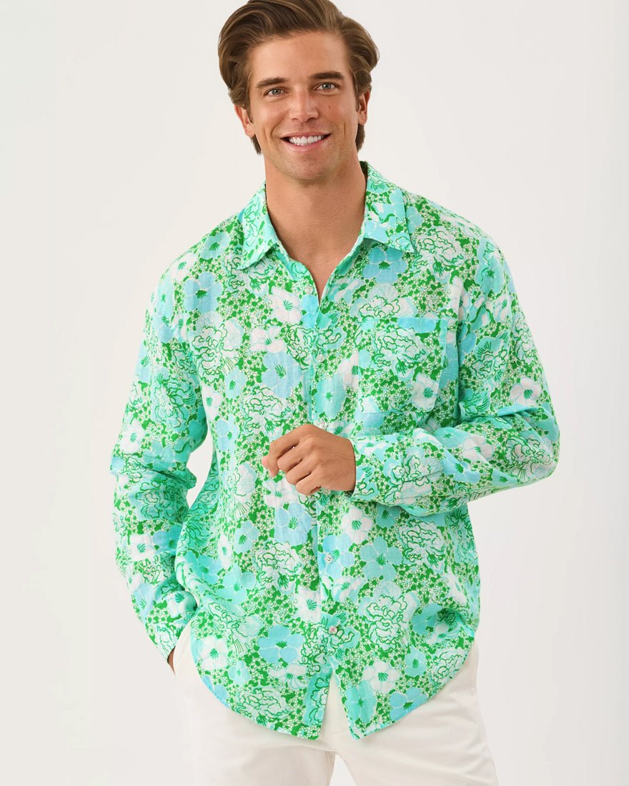 Lilly Pulitzer - Mens Stuff Addison Shirt - Mint Condition Burst Of Joy
