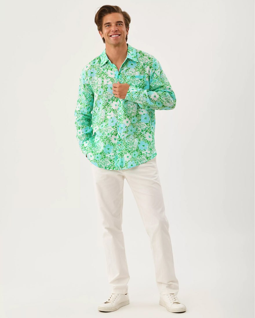 Lilly Pulitzer - Mens Stuff Addison Shirt - Mint Condition Burst Of Joy