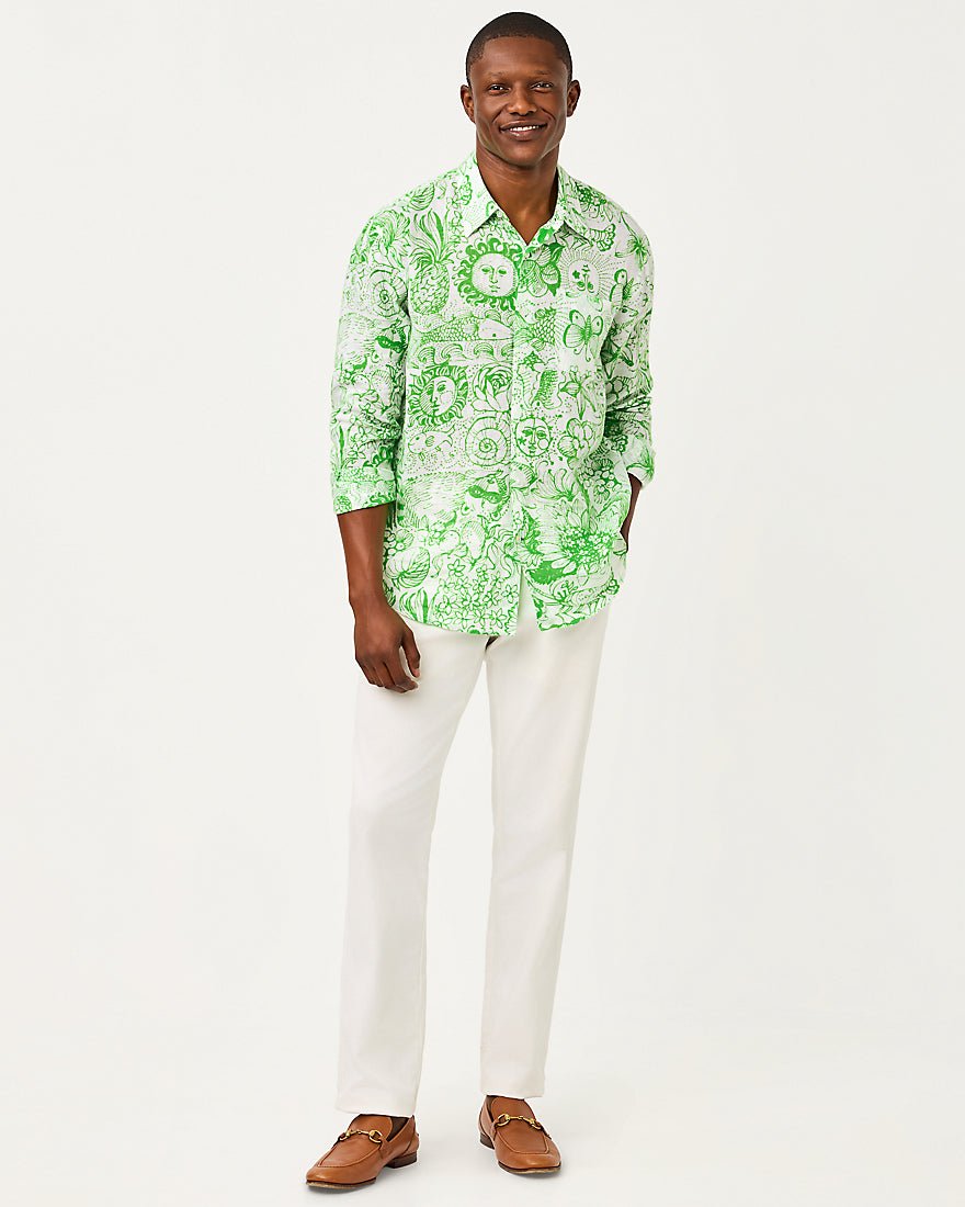 Lilly Pulitzer - Mens Stuff Addison Shirt - Putting Green Lil Fleur De Lilly