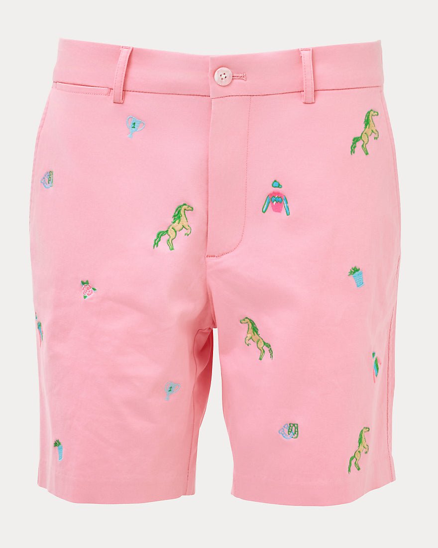 Lilly Pulitzer - Mens Stuff Volk Stretch Short - Conch Shell Pink Derby Ditsy Embroidery