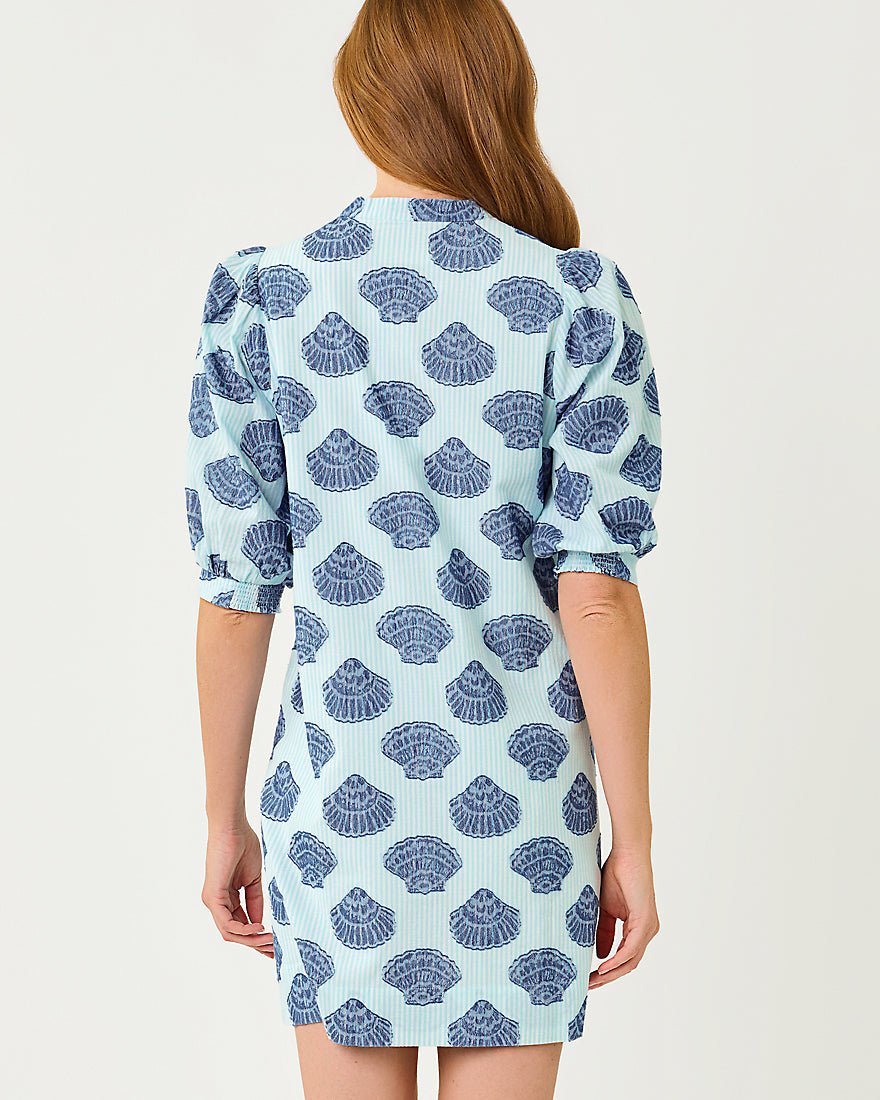Lilly Pulitzer - Mialeigh Elbow Sleeve Dress - Day Dream Blue Seashell Jacquard Yarn Dyed Stripe