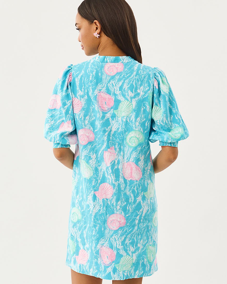 Lilly Pulitzer - Mialeigh Elbow Sleeve Linen Dress - Capri Blue Shelden