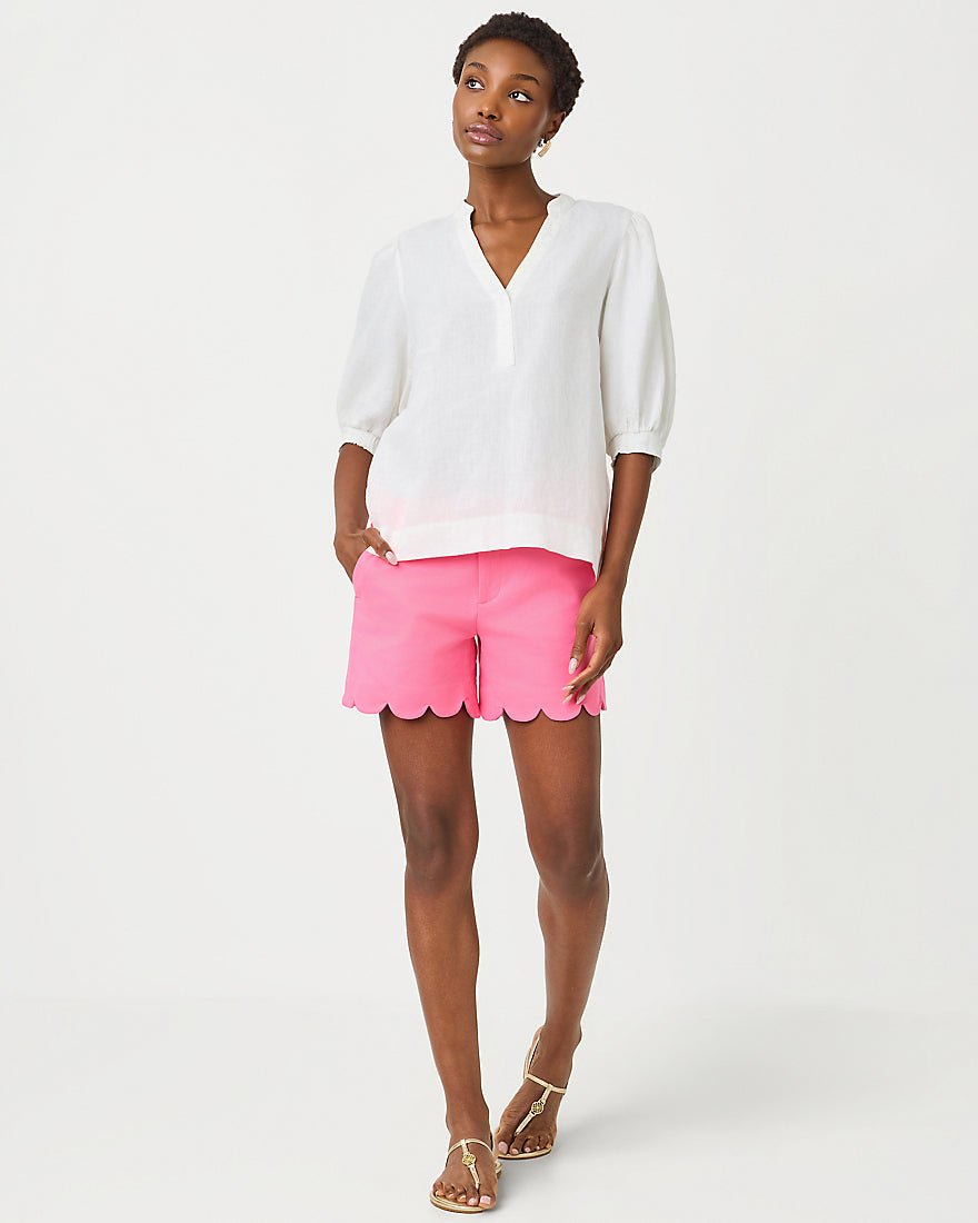 Lilly Pulitzer - Mialeigh Elbow Sleeve Linen Top - Resort White