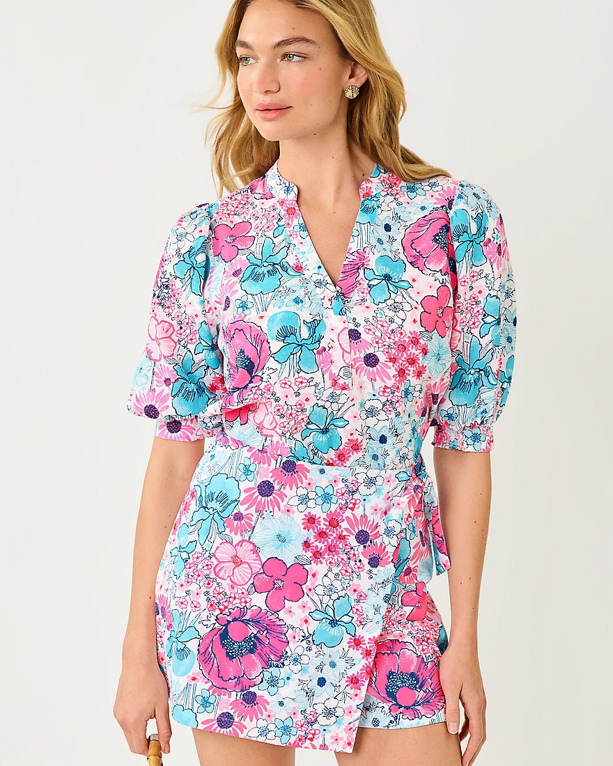 Lilly Pulitzer - Mialeigh Elbow Sleeve Linen Top - Resort White In All Her Glory