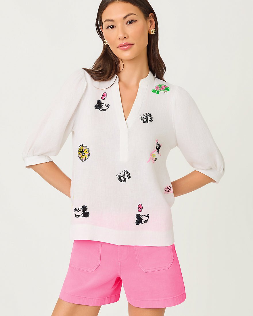 Lilly Pulitzer - Mialeigh Embroidered Linen Top - Resort White