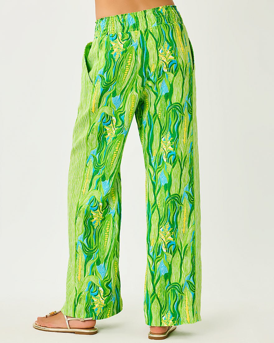 Lilly Pulitzer - Mirabella Linen Palazzo Pant - Turquoise Tide Sweet Corn