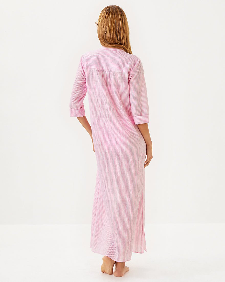 Lilly Pulitzer - Natalie Maxi Coverup - Conch Shell Pink Ltwt Oxford Stripe