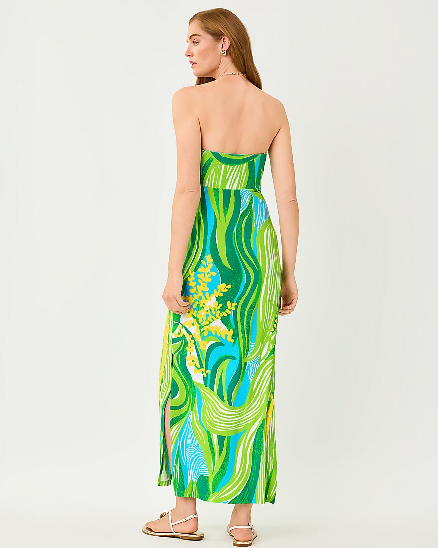Lilly Pulitzer - Noa Strapless Maxi Dress - Turquoise Tide Oversized Sweet Corn