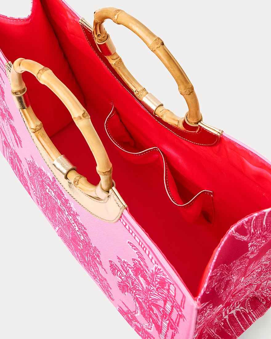 Lilly Pulitzer - Oasis Canvas Tote - Lipstick Pink Palm Beach Destination