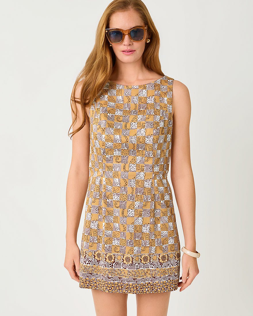 Lilly Pulitzer - Oriana Shift Romper - Iced Latte Cheetah Checks