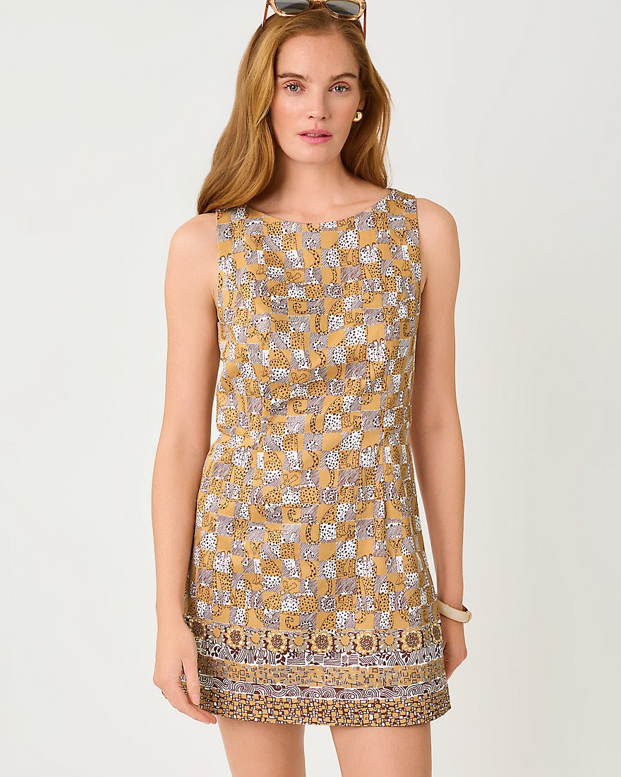 Lilly Pulitzer - Oriana Shift Romper - Iced Latte Cheetah Checks