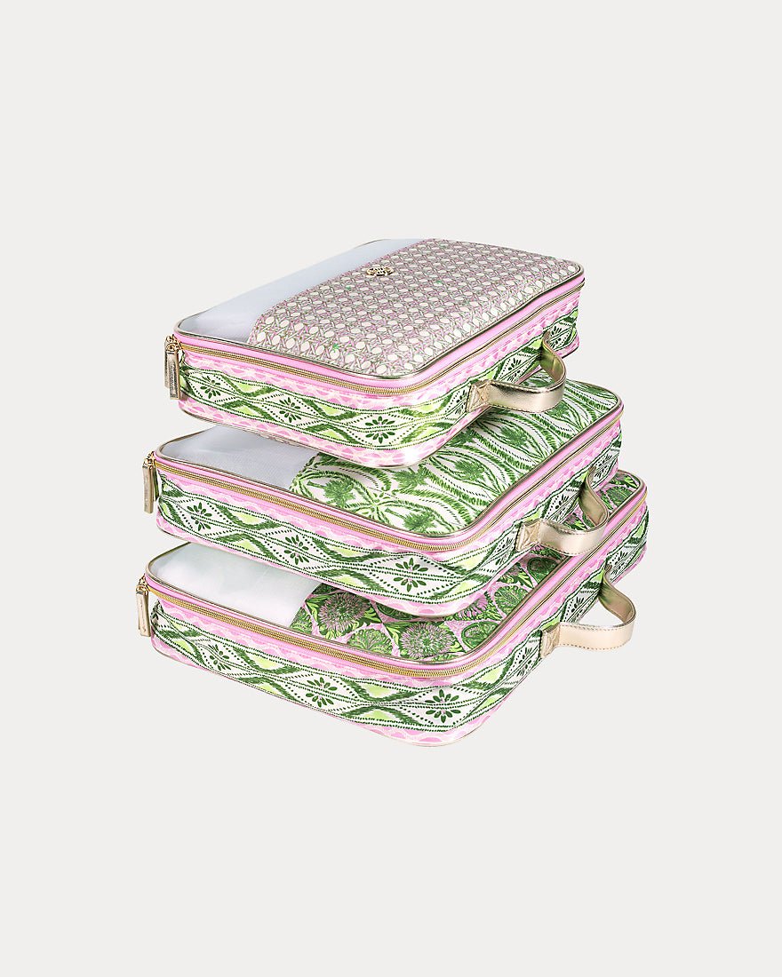Lilly Pulitzer - Packing Cube Set - Oleander Pink Tropical Tiles