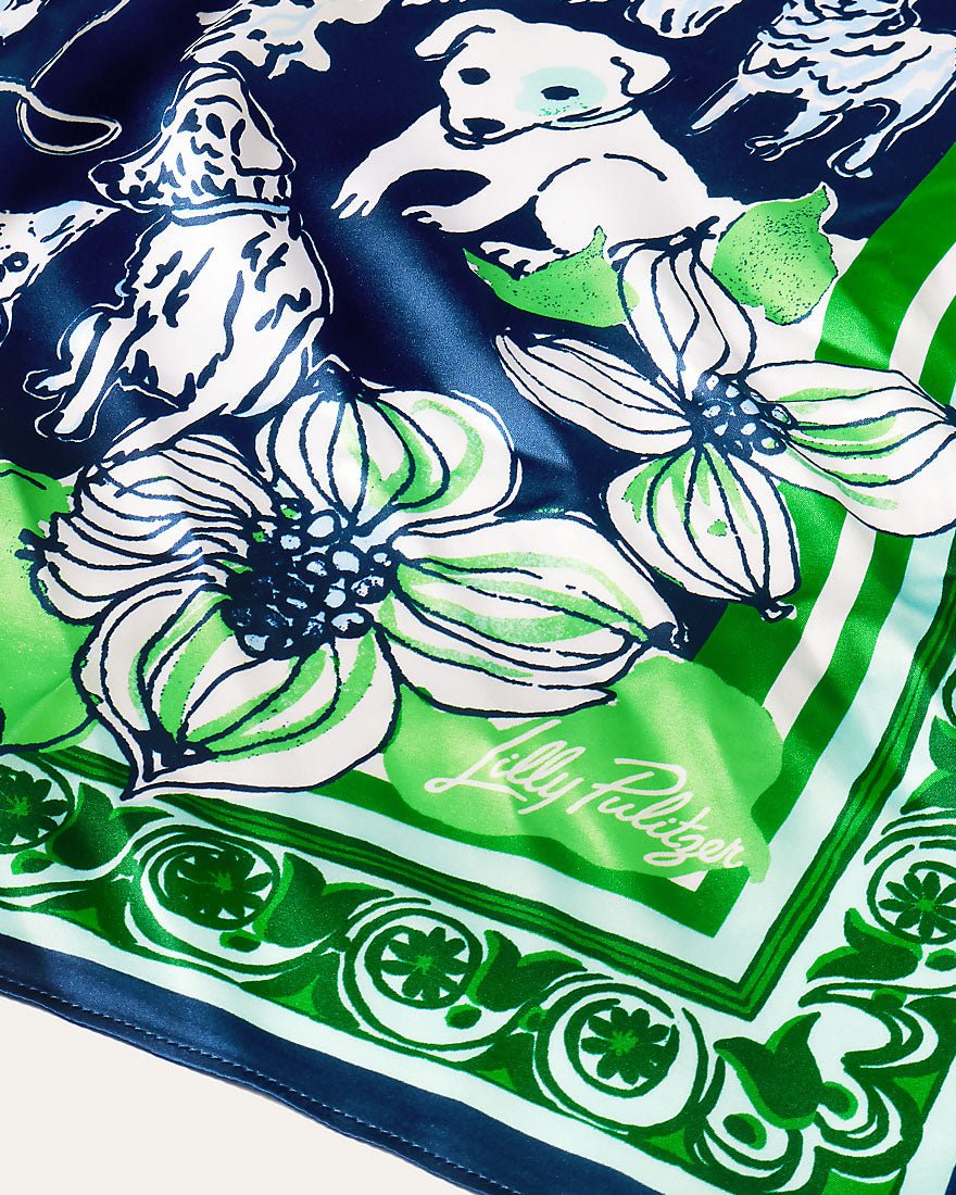 Lilly Pulitzer - Poinciana Silk Scarf - Low Tide Navy Canine Couture