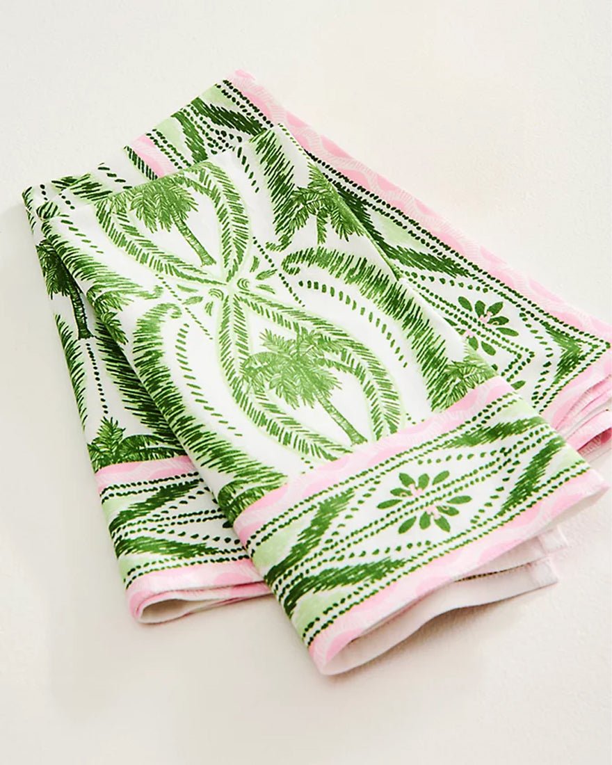 Lilly Pulitzer - Printed Dinner Napkin Set - Coconut Textured Palm Stripe