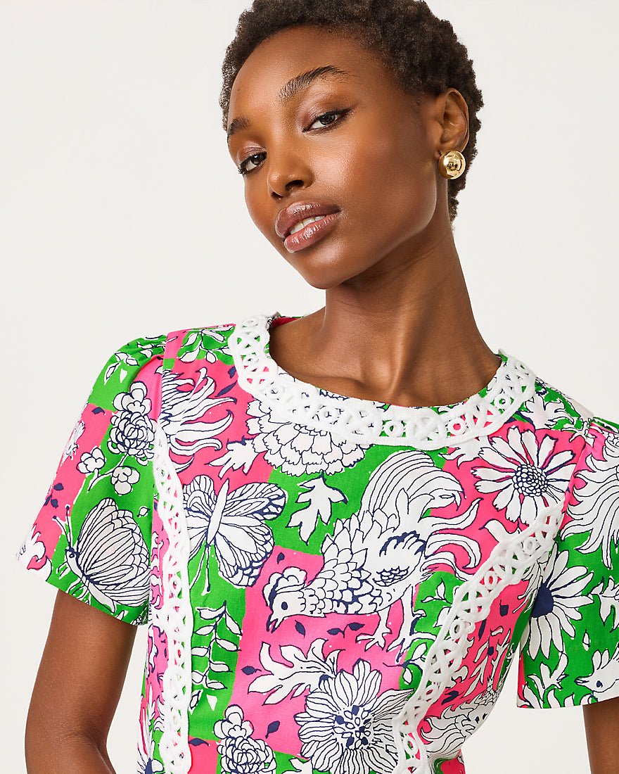 Lilly Pulitzer - Salem Shift Romper - Cherry Blossom Pink Chicken Check