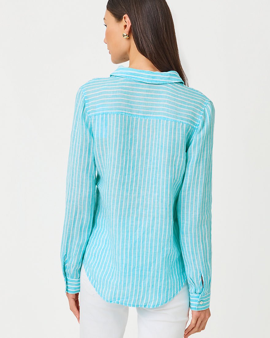 Lilly Pulitzer - Sea View Button Down Top - Capri Blue Saint Tropez Stripe