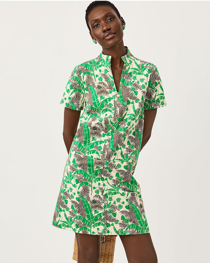 Lilly Pulitzer - Short Sleeve Rosee Dress - Vanilla Spice Hide And Leaf