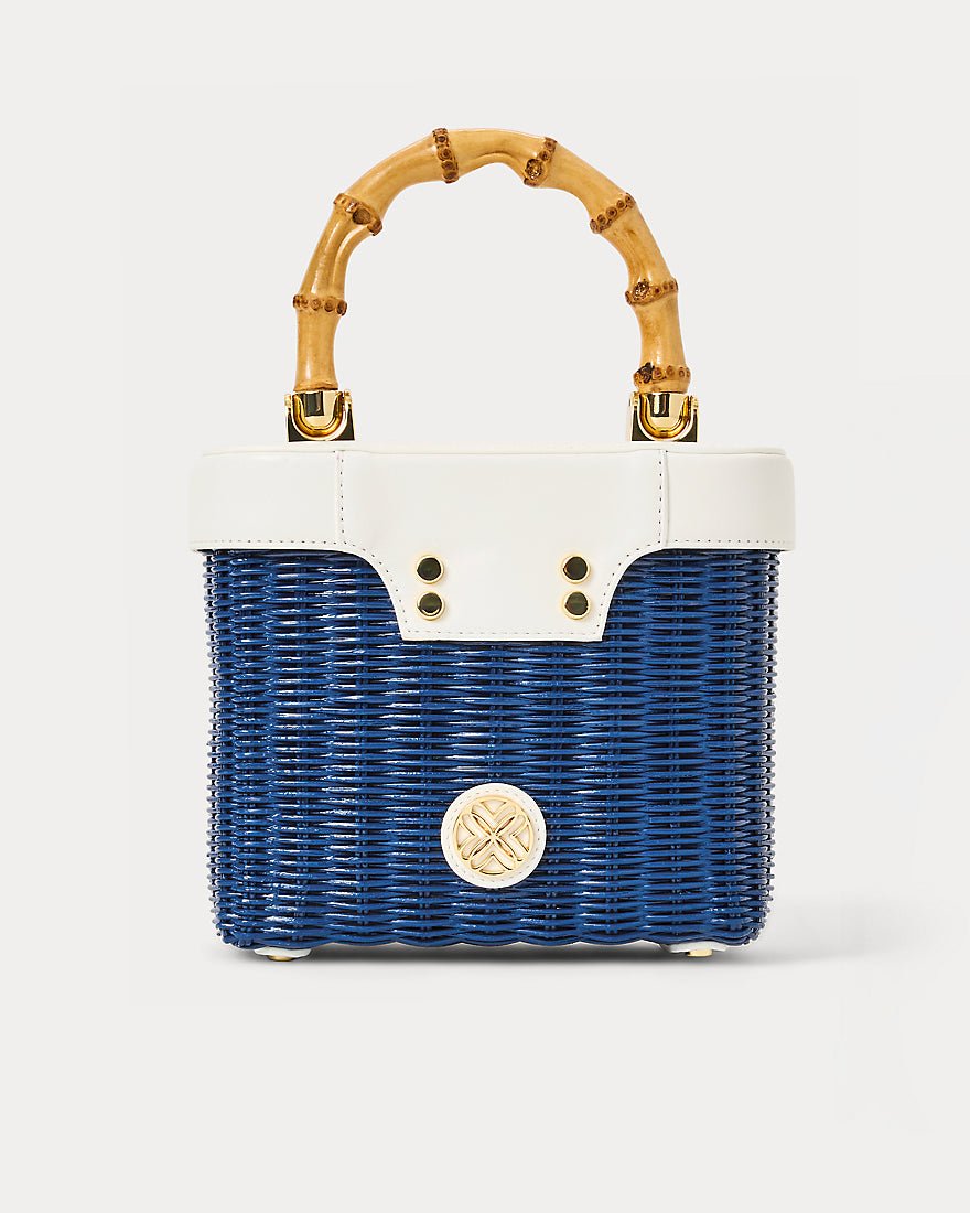Lilly Pulitzer - Sienna Top Handle Wicker Bag - Starlight Navy