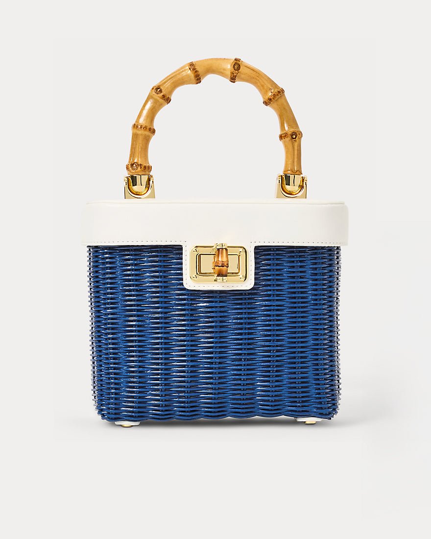 Lilly Pulitzer - Sienna Top Handle Wicker Bag - Starlight Navy