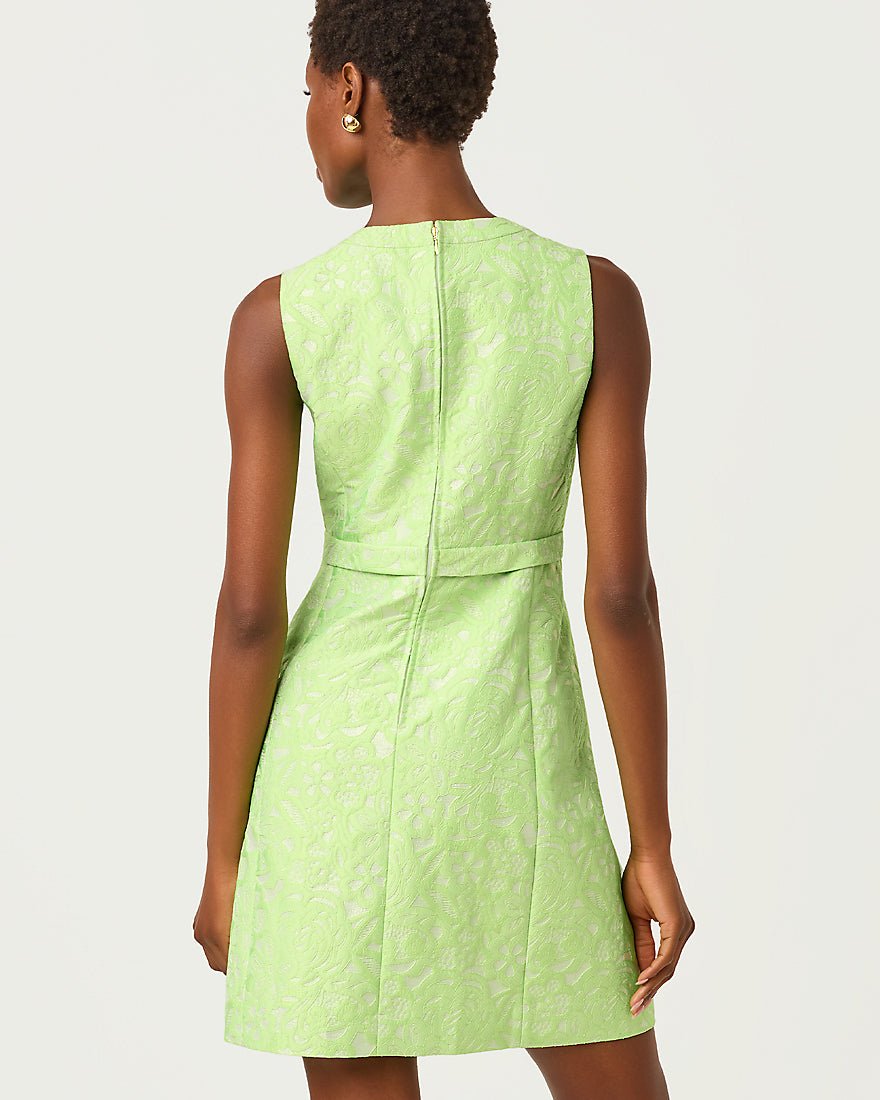 Lilly Pulitzer - Sobel Shift Dress - Pistachio Macaron Floral Cutwork Metallic Stripe