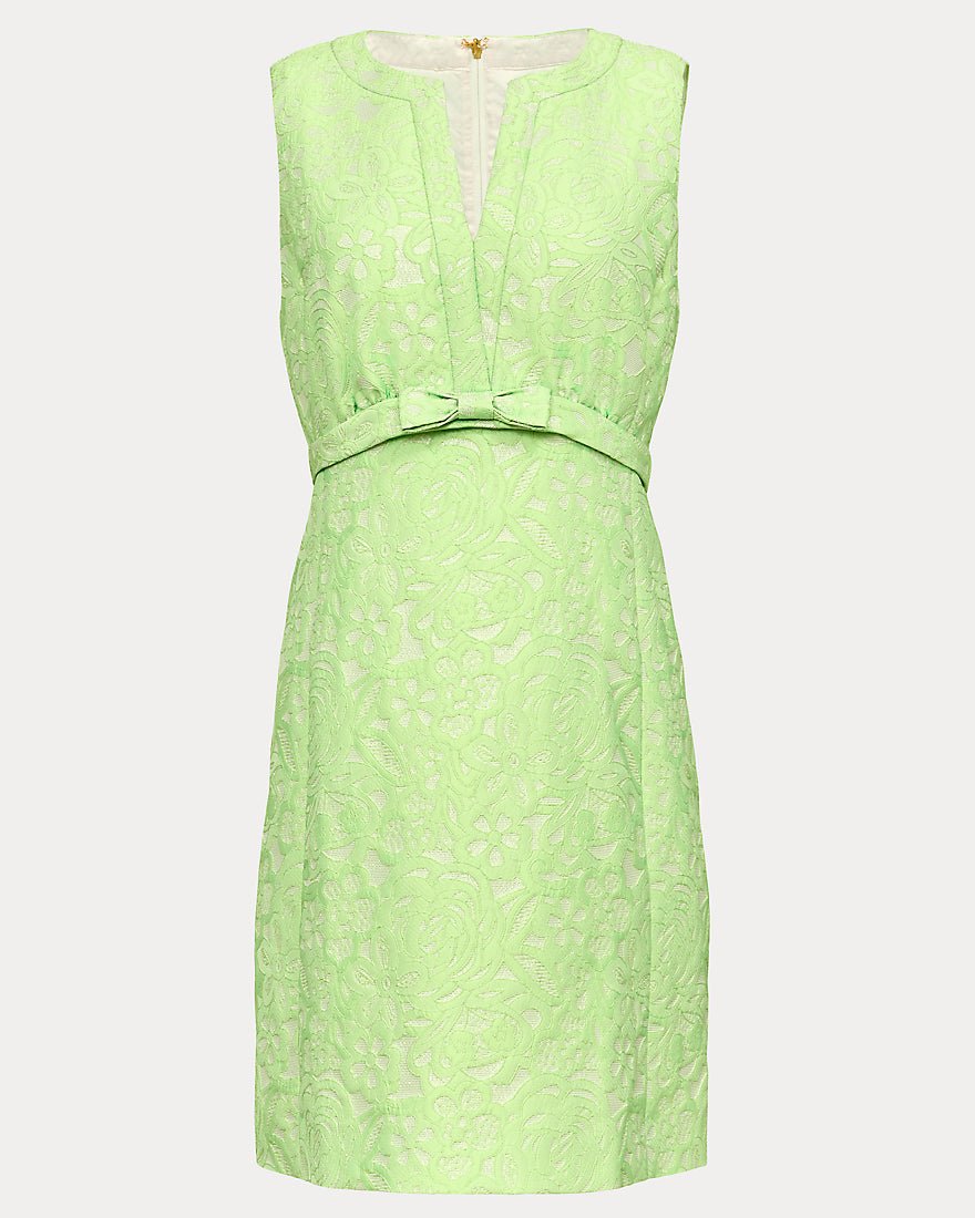 Lilly Pulitzer - Sobel Shift Dress - Pistachio Macaron Floral Cutwork Metallic Stripe