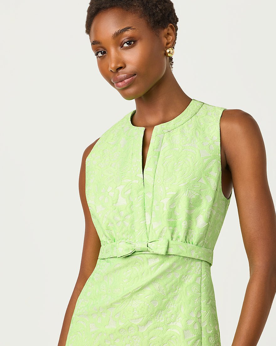 Lilly Pulitzer - Sobel Shift Dress - Pistachio Macaron Floral Cutwork Metallic Stripe