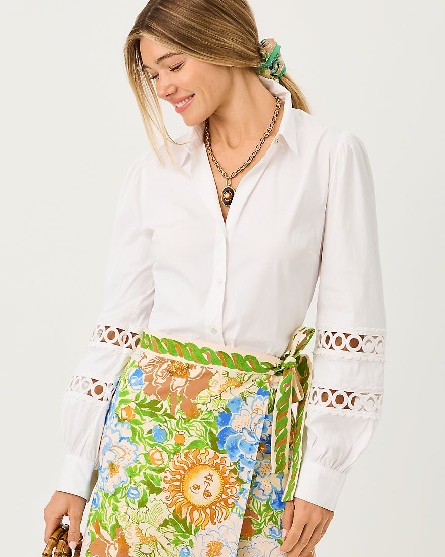 Lilly Pulitzer - The Lace Inset Lilly Shirt - Resort White