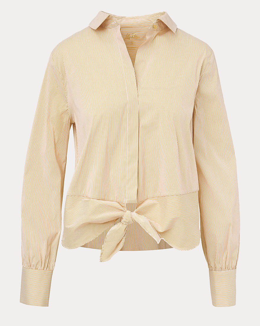 Lilly Pulitzer - The Tie Lilly Shirt - Iced Latte Mirror Shirting Stripe