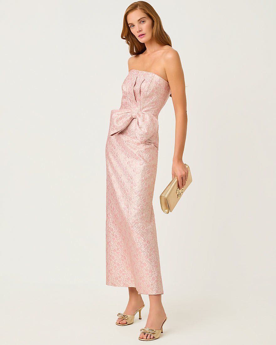 Lilly Pulitzer - Tiernan Maxi Dress - Conch Shell Pink Ritsy Ditsy Metallic Brocade