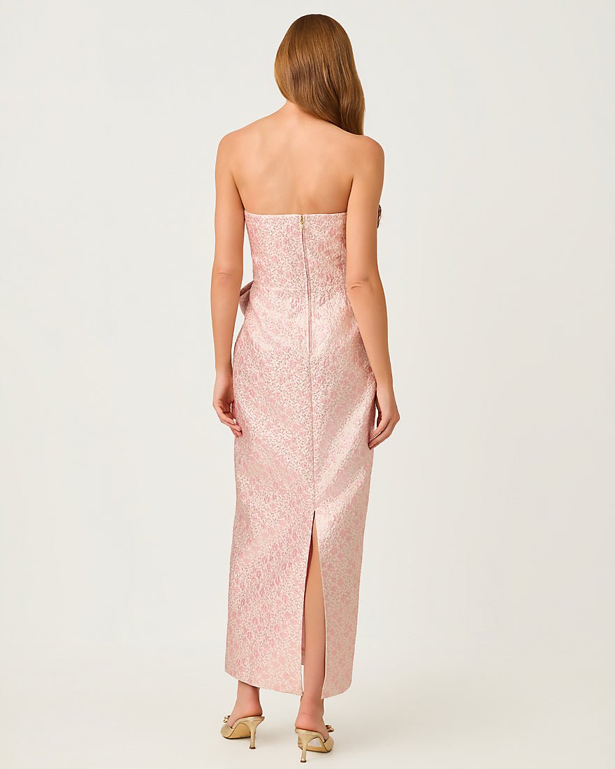 Lilly Pulitzer - Tiernan Maxi Dress - Conch Shell Pink Ritsy Ditsy Metallic Brocade
