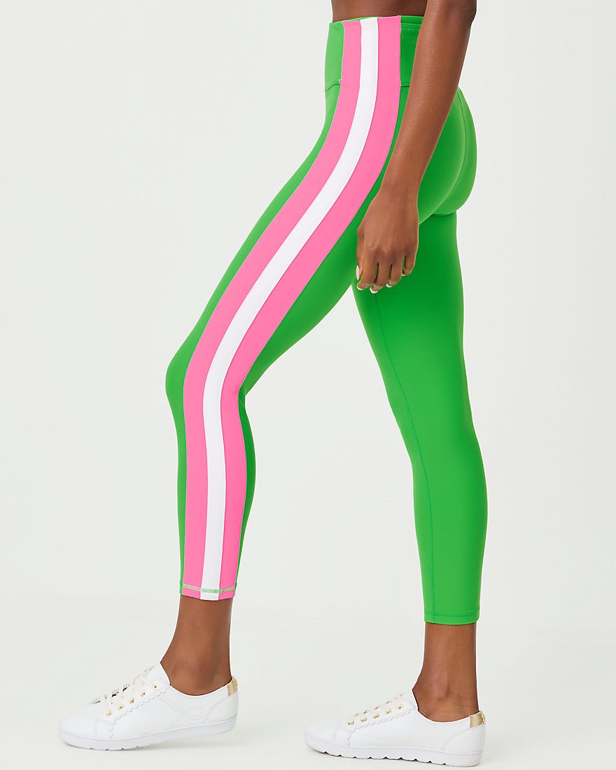 Lilly Pulitzer - Weekender High Rise Midi Legging Upf 50 Plus - Putting Green Colorblock Stripe