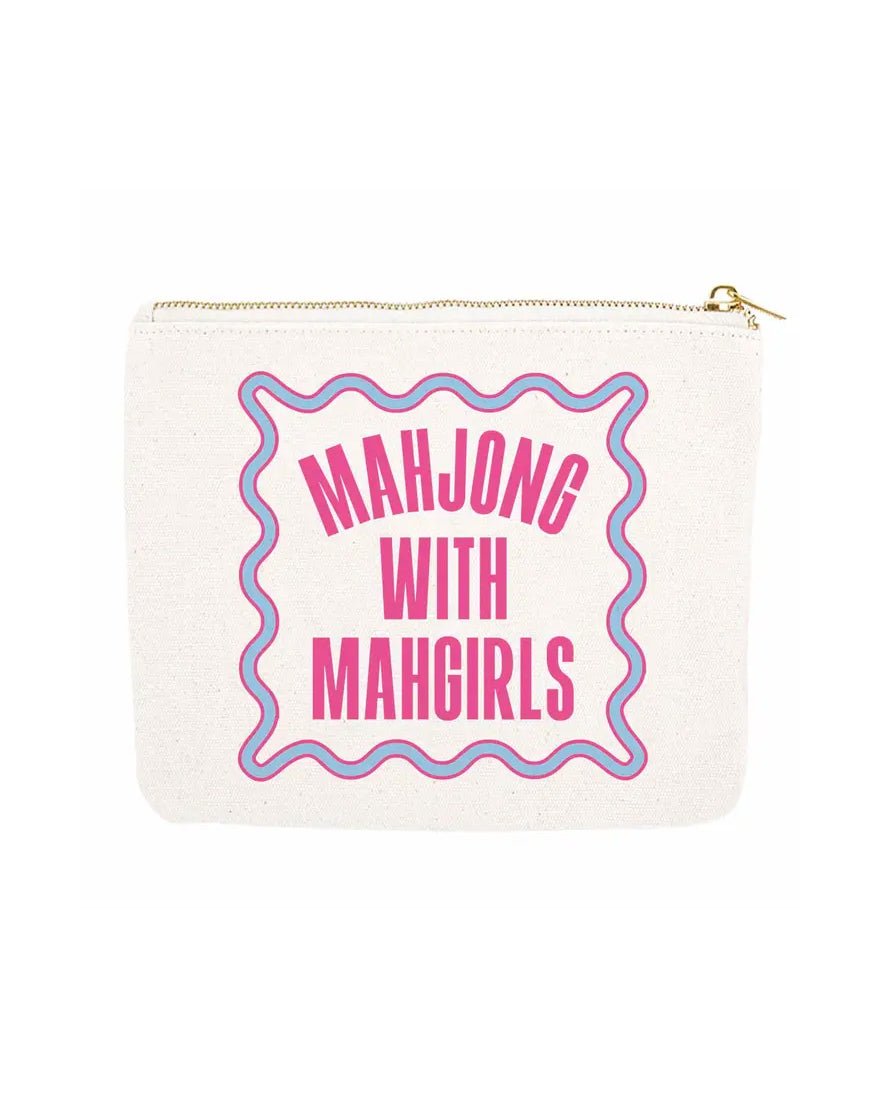Mahjong Zipper Canvas Pouch