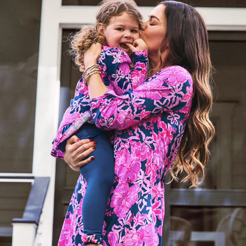 girls and lady pink heart sweater