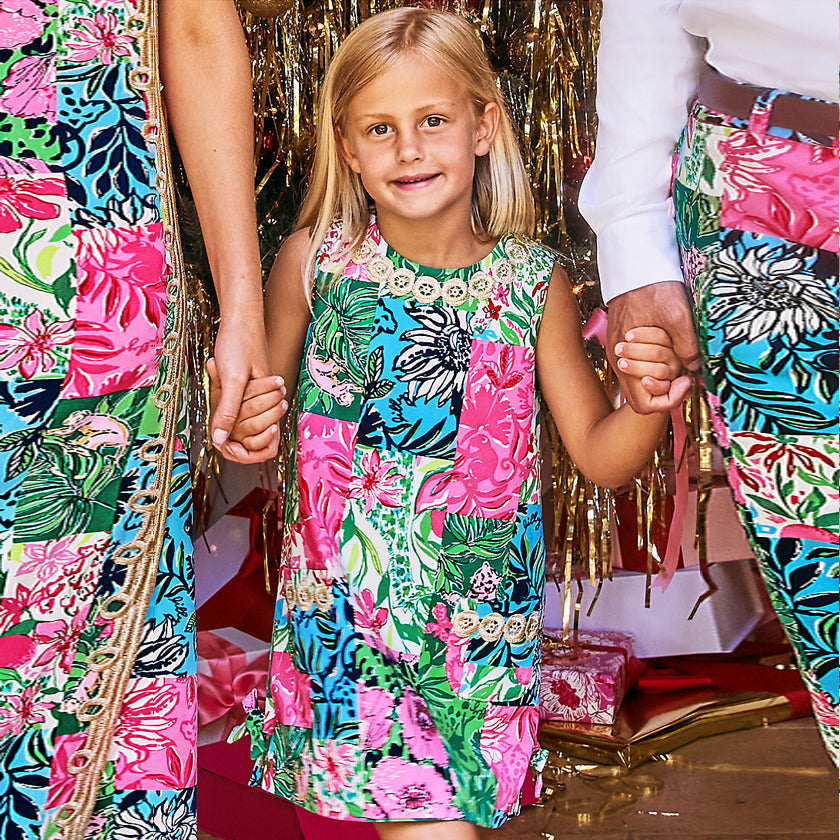 Girls Little Lilly Classic Shift Dress - Rousseau Pink Mane Character Energy - Lilly Pulitzer